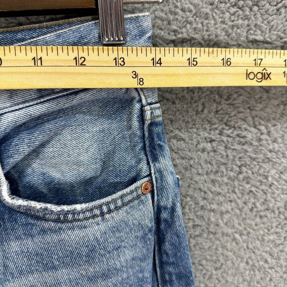 Mango mng Jeans Womens 4 Selina Button Fly Wide Leg Light Wash Distressed Boho - Picture 6 of 11